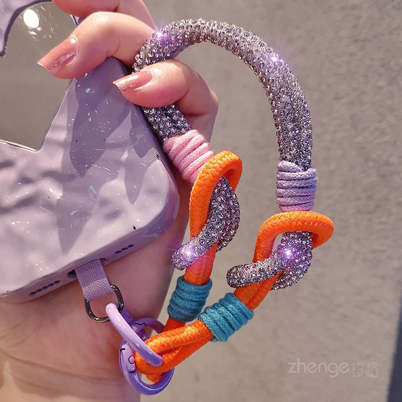 Phụ Kiện Điện Thoại Di Động ins Ánh Sáng Sang Trọng Full Kim Cương Điện Thoại Di Động Dây Đa Năng Vòng Khóa Tay Dây Xích Thời Trang Ngoài Trời Camera Chìa Khóa Vỏ Mạnh Mẽ