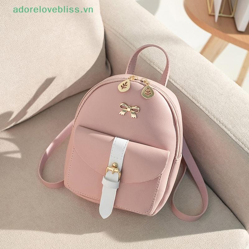 THÊM Ba Lô Nữ Ba Lô Da Dễ Thương Duyên Dáng Bagpack Túi Đi Học Nhỏ Cho Bé Gái Nơ Lá Rỗng BSS