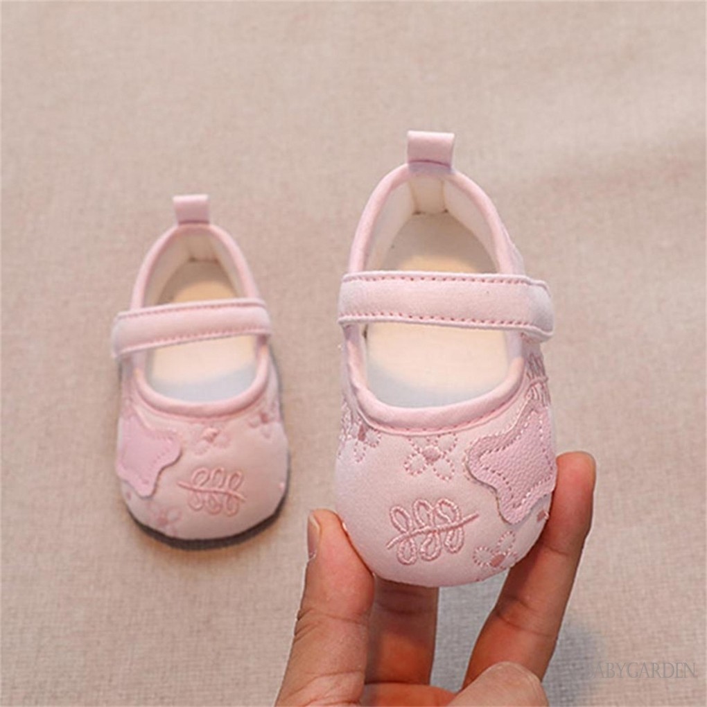 / / -Baby Girl Đế Mềm Thêu Chống Trơn Trượt Đế Mềm Mary Jane Giày Đi Bộ Thông Thường Cho Bé Sơ Sinh Tập Đi