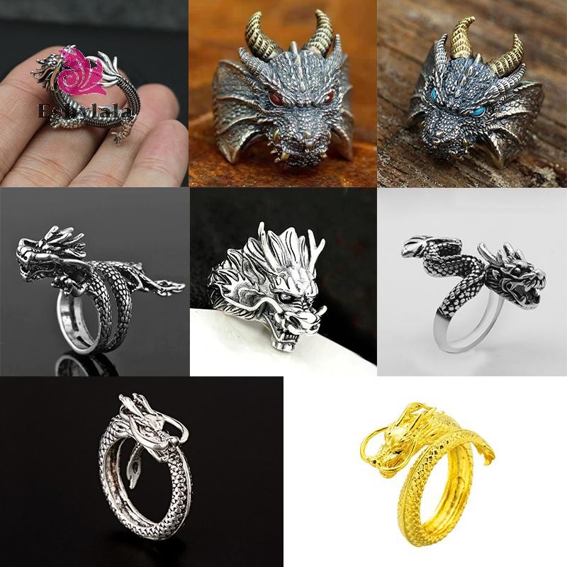 Retro Độc Đoán Phong Cách Dân Tộc Nhẫn Rồng Dành Cho Nam Thoáng Mát Mở Nhẫn Có Thể Điều Chỉnh Punk Vintage Thời Trang Ngón Tay Phụ Kiện Trang Sức [MỚI]