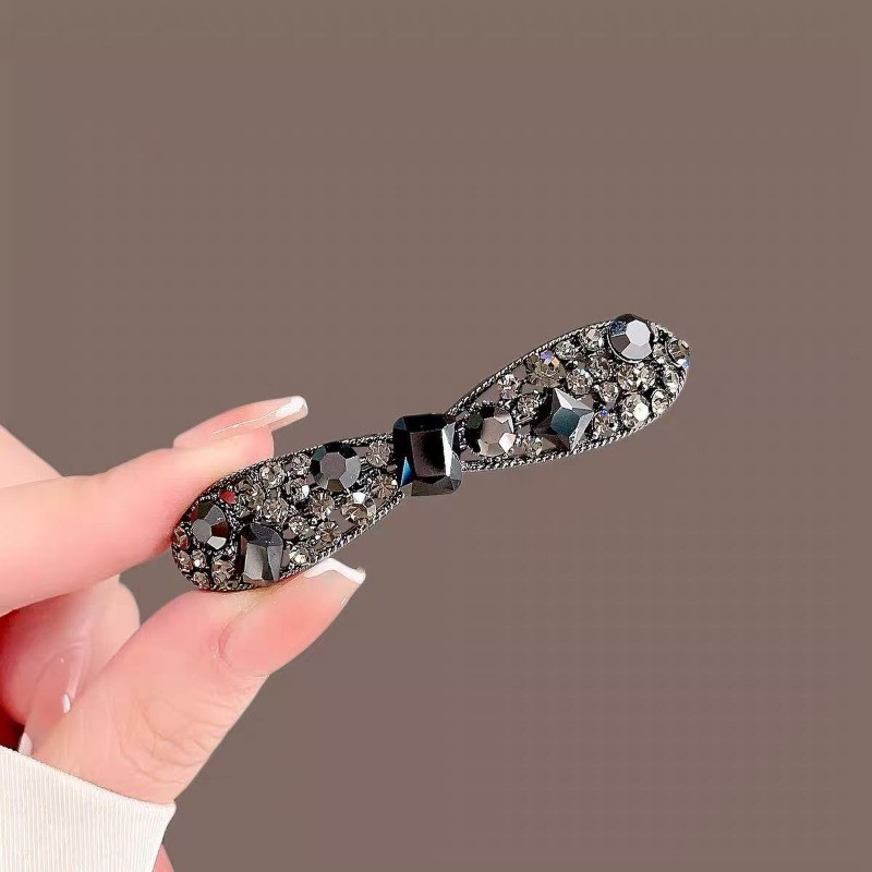 MAUROPOLI [Sẵn Sàng] Cao Cấp Obsidian Pha Lê Nơ Nổ Kẹp Tóc Bên Mũ Đội Đầu Cao Cấp Top Kẹp Lưng Đầu Nửa Kẹp Mùa Xuân