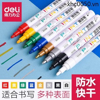 Bút Sơn Deli Bút Đánh Dấu Trắng Chống Phai Màu Không Phai Màu Chống Thấm Nước Công Nghiệp Màu Dầu Đánh Dấu Tranh Giày Graffiti Lốp Vàng Bút Màu Bạc Chữ Ký Đen Đỏ Touch-Up Sơn Kim Loại Sử Dụng Xe Hơi