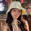 Mũ chống nắng mùa hè YUJINI, Mũ xô chống nắng hai mặt, Thời trang in hoa Retro Văn học buộc dây Mũ ngư dân du lịch ngoài trời