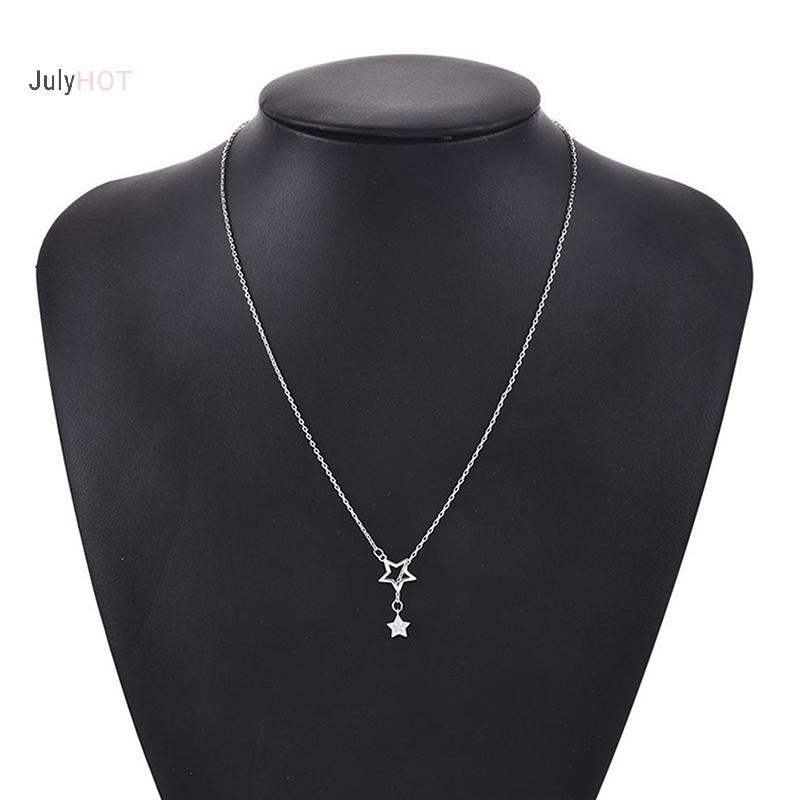 JULYHOT Zircon Ngôi Sao Vòng Cổ Hợp Kim Rỗng Thanh Lịch Xương Đòn Dây Chuyền Tính Khí Đơn Giản sel Vòng Cổ Màu Bạc Trang Sức Cho Nữ Quà Tặng Massivedeals