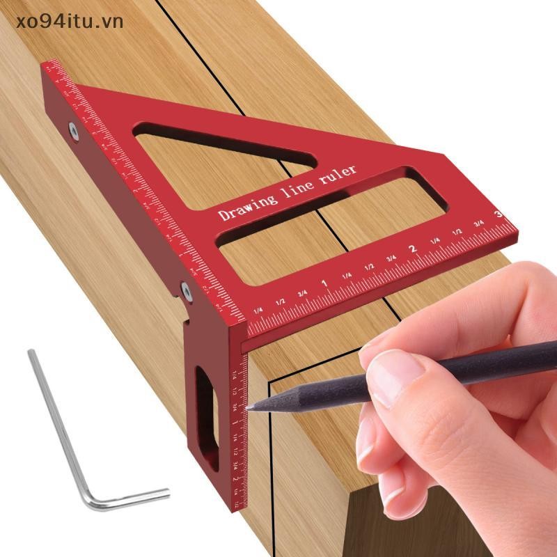 XOITU 3D Đa Góc Nhôm Đỏ Thước Đo 45 / 90 Độ Chế Biến Gỗ Vuông Thước Đo Đường Vẽ Miter Tam Giác Bố Trí Dụng Cụ VN
