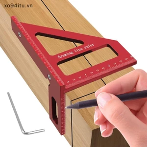 XOITU 3D Đa Góc Nhôm Đỏ Thước Đo 45 / 90 Độ Chế Biến Gỗ Vuông Thước Đo Đường Vẽ Miter Tam Giác Bố Trí Dụng Cụ VN