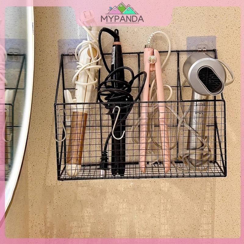 MYPANDA Giá đỡ máy sấy tóc treo tường Giá đỡ sắt uốn Dụng cụ tạo kiểu tóc có móc kệ Giá lưu trữ đa chức năng.