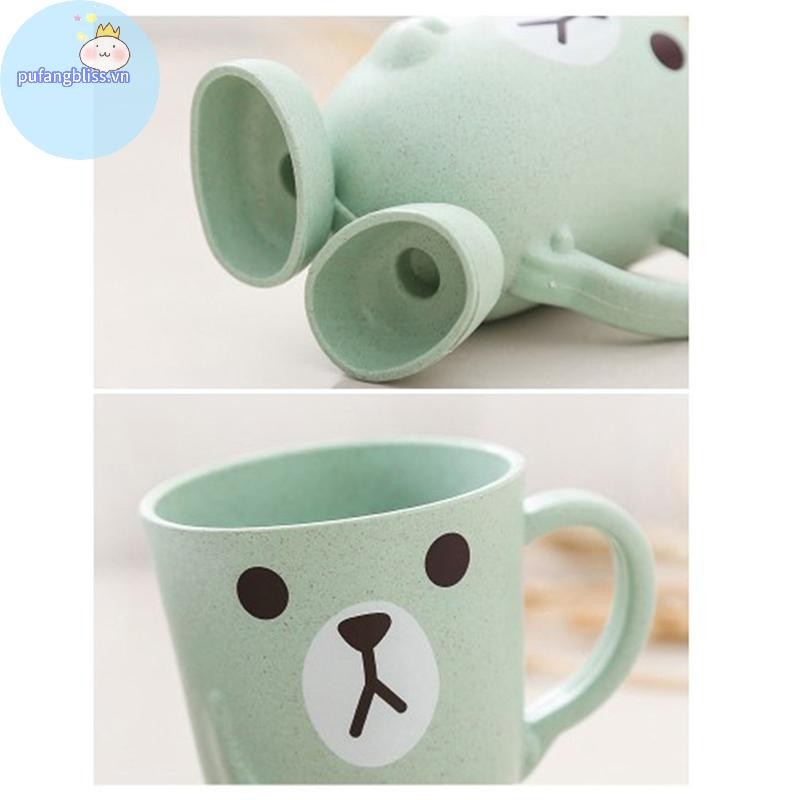 Pufangbliss Nhà Phòng Tắm Tumbler Nước súc miệng Cốc Lúa Mì Rơm Hoạt Hình Động Vật Bàn Chải Đánh Răng Cốc VN