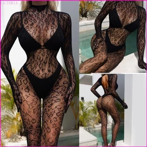 Vic Nữ Lưới Bodystocking Dài Tay Fishnet Body Quần Lót Quần Lót Váy Ngủ