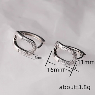 S925 Bạc Hình Học Zircon Bông Tai Trang Sức Thời Trang Đơn Giản Quà Tặng Nữ