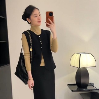 Cổ Tròn Dệt Kim Áo Vest Nữ Thu Đông Rời Lười Nhỏ Hương Thơm Áo Len Retro Nhẹ Nhàng Tính Khí Nhật Ký Top