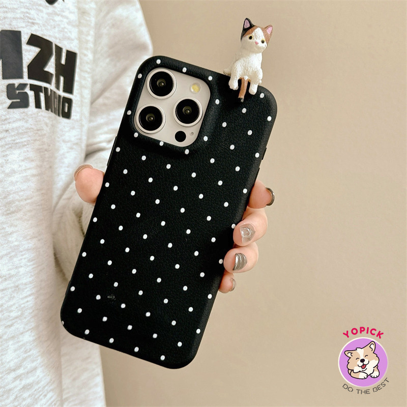 Cho iPhone 16 16 16Pro 16Plus 16Pro Max 11 12 13 14Plus 15Pro XR XS Max 7 8Plus Vỏ Điện Thoại Da Người Yêu Dễ Thương Điểm Sóng 3D Mèo Coulpe Phim Hoạt Hình Vỏ Điện Thoại Nóng Chất Lượng Cao LZW