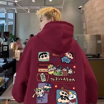【 Áo Hoodie cặp đôi cỡ lớn M-8XL 】 Áo Hoodie cổ điển mới của Mỹ năm 2025 bút chì hoạt hình đường phố Shin chan Áo Hoodie in hình dành cho nam thời trang Unisex Cặp đôi Áo khoác Cardigan dáng rộng dành