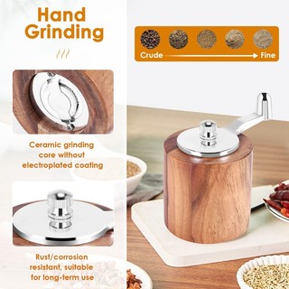 Máy xay tiêu, Máy xay tiêu gỗ quay tay có tay cầm cổ điển và cánh quạt gốm có thể điều chỉnh