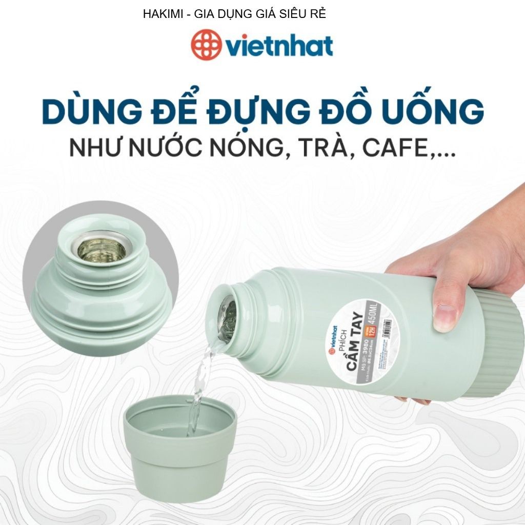 (Xả Lỗ) Phích cầm tay 450ml Chính Hãng Việt Nhật (mã 3980) AMIZIN