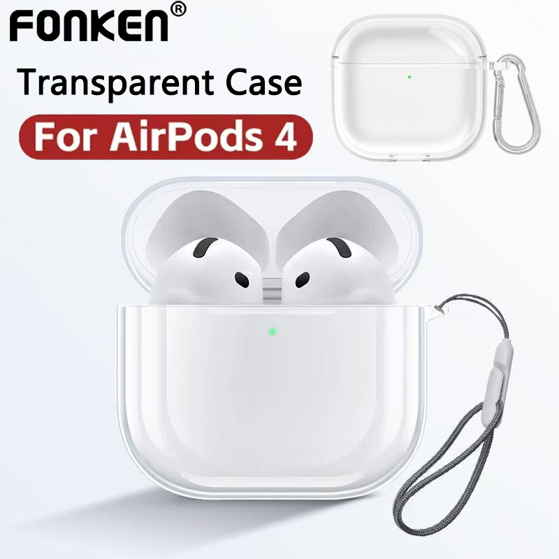 Ảnh Vỏ bảo vệ trong suốt Fonken có vỏ bảo vệ TPU Carabiner cho Airpods 4 (2024) 1