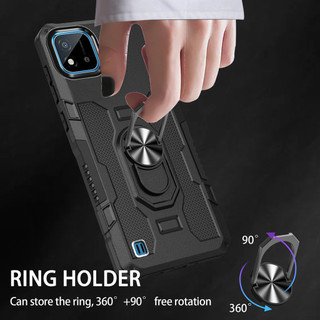 Dành Cho Realme C20 / C11 2021 Ốp điện thoại PC Cứng Lưng Mềm TPU Cạnh Bảo Vệ Camera Giá Đỡ Nhẫn Chân Đế Chống Sốc Mỏng Bao
