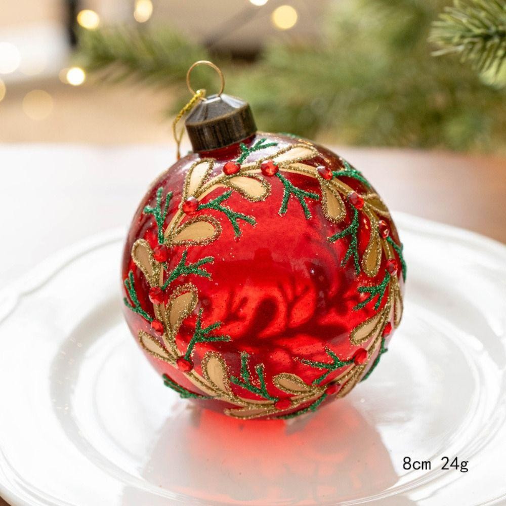 Bộ bóng Giáng sinh TPKSF98, Quả bóng cây thông Noel bằng thủy tinh 8cm, Thời trang Suspensable 6 màu Xmas Baubles Home