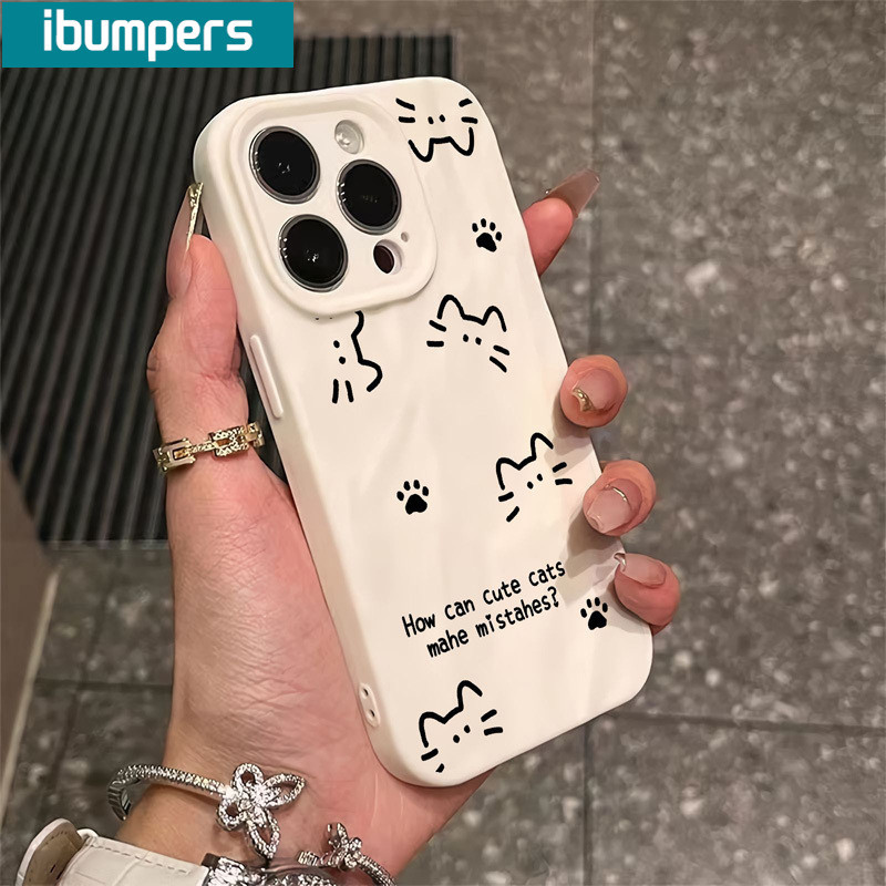 ibumpers Ốp Lưng IPhone Thẩm Mỹ Dòng Dễ Thương Họa Tiết Mèo Cho IPhone 16 15 14 12 13 11 Pro Max IP 7 8 Plus X XS XR Ốp Điện Thoại Silicon Mềm Chống Sốc