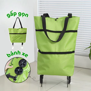 Túi Kéo Đồ Đa Năng Gấp Gọn Có Bánh Xe Kéo, Túi Xách Đi Chợ, Giỏ Đựng Đồ Đi Siêu Thị Tiện Lợi
