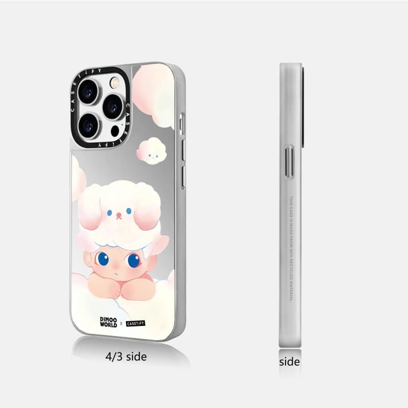CASETiFY X DIMOO WORLD Hút từ tính Vỏ IPhone Gương đen & bạc IPhone 16 15 14 13 12 Pro Max Plus Ốp điện thoại cứng có hộp khắc logo
