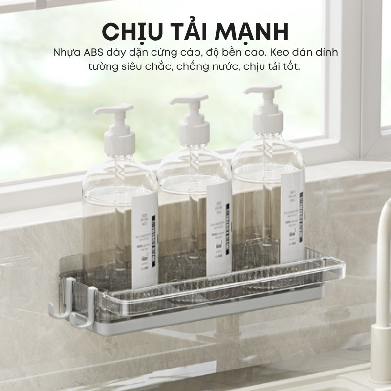 Giá Kệ Để Đồ Rửa Chén Bát Đa Năng 26cm Chịu Lực Tới 2.5kg Có Móc Treo Và Khay Hứng Nước Tiện Dụng | 195
