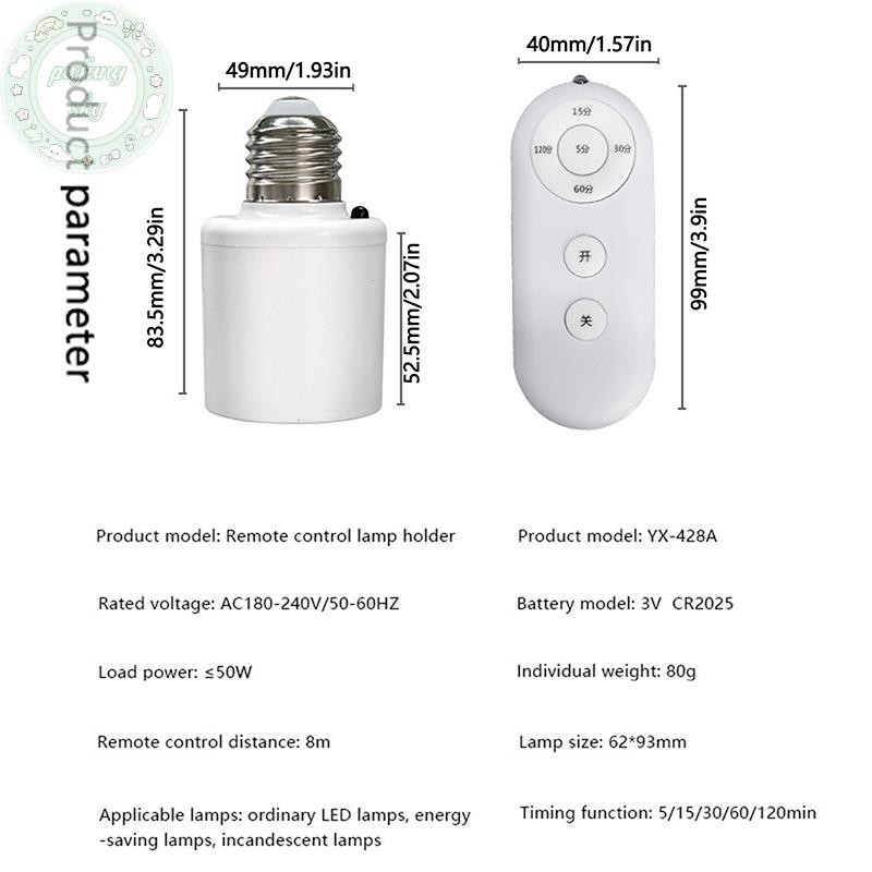 PUSKY Điều Khiển Từ Xa Không Dây E27 Đèn Ổ Cắm Giá Đỡ Đèn Phạm Vi 8M Cho Bóng Đèn LED Ổ Cắm Đèn Bộ Đèn Không Dây AC180-250V VN