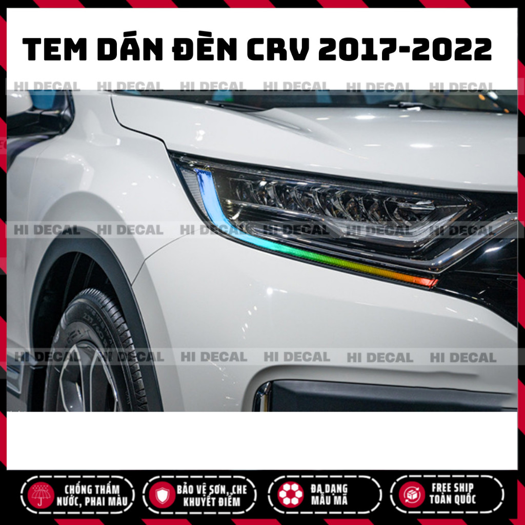 Tem dán đèn CRV 2017 - 2022, decal trang trí đèn CRV bền màu chống xước