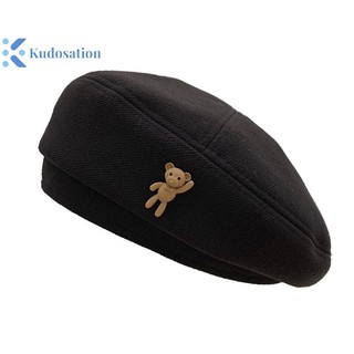 Kudosation Phong Cách Hàn Quốc Thanh Lịch Mùa Đông Dễ Thương Gấu Chắc Chắn Mũ Nồi Len Họa Sĩ Mũ Nồi Mũ