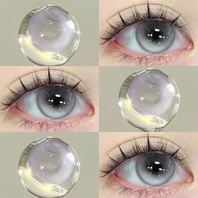 [0.00--6.00] Kính áp tròng Set 2 chiếc Ống kính áp tròng màu xám 14,5mm một năm 0,00---6,00 độ 1105