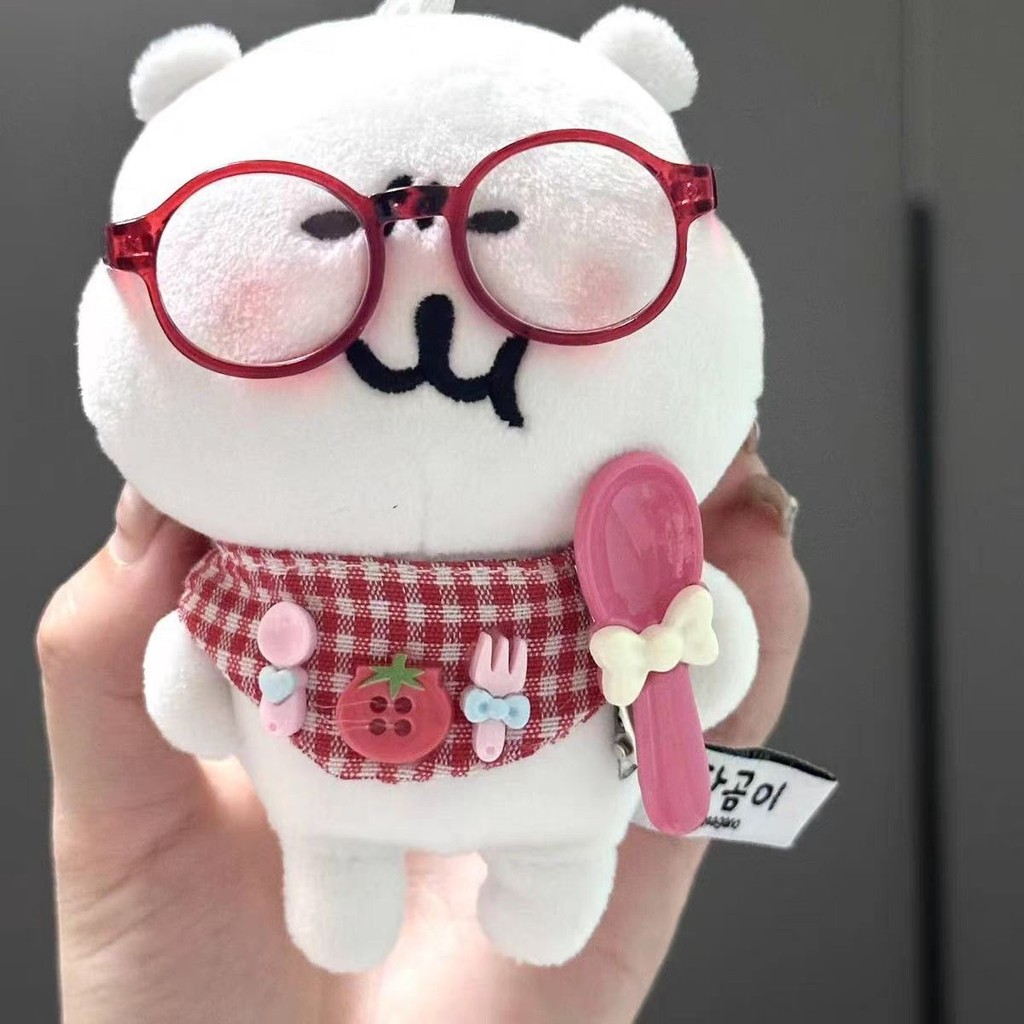 [Bộ sưu tập người 1925] Bộ kính yếm trang trí hình gấu tự cười 13cm dễ thương Bộ đồ trẻ em cà chua 10cm dễ thương Bộ khăn nước bọt wcin