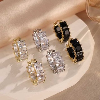 Châu Âu Mỹ ins Phong Cách Mới Đơn Giản Đính Đá Zircon Bông Tai Nữ