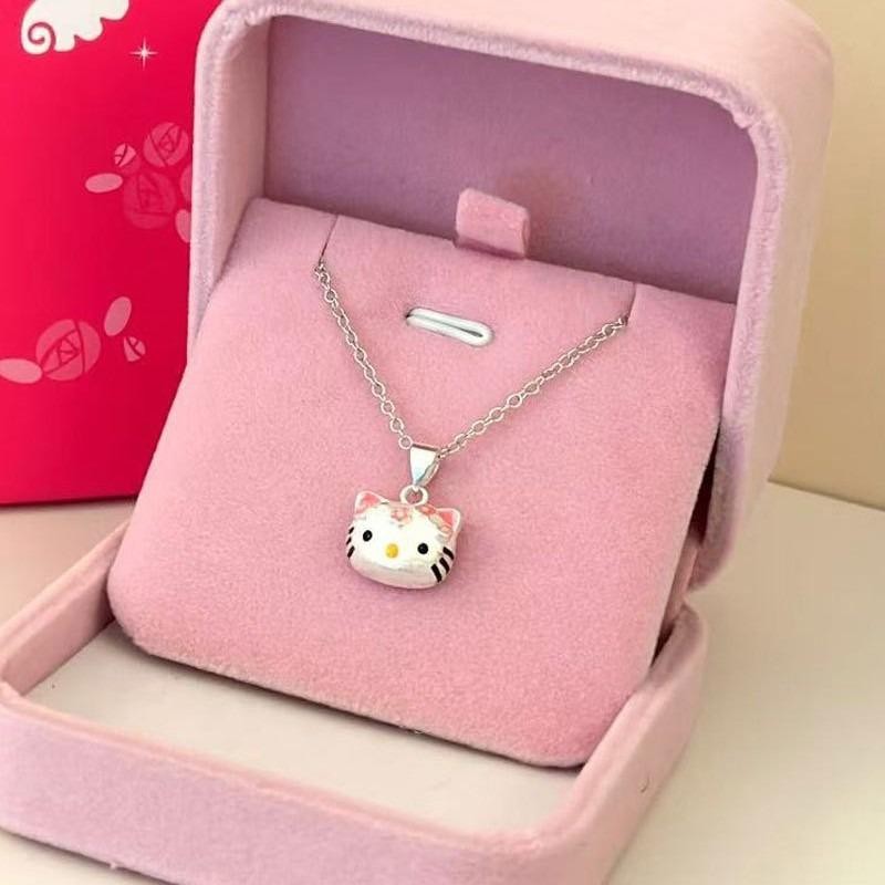 Mặt dây chuyền Hello Kitty màu hồng dễ thương, bạc cao cấp - Quà tặng hoàn hảo cho nữ sinh