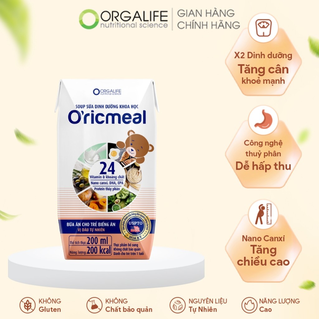 Ảnh 3 Hộp Soup sữa dinh dưỡng Oricmeal cho trẻ biếng ăn, giúp tăng cân, phát triển trí não 1