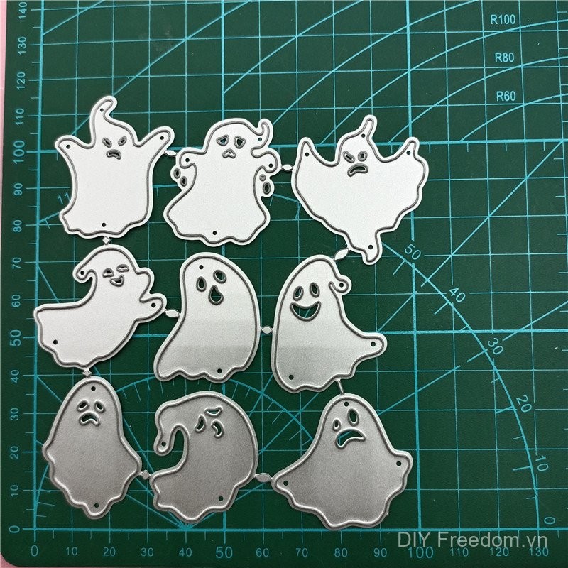 9 khuôn cắt ma Halloween, khuôn cắt bằng thép carbon, khuôn dập nổi DIY, khuôn khắc, sổ lưu niệm, nghệ thuật giấy cho trẻ em