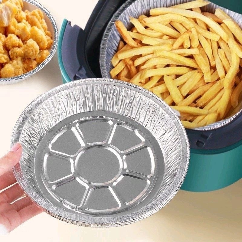 Sét 10 khay bạc lót trong nồi chiên không dầu được làm từ chất liệu lá nhôm_an toàn vệ sinh thực phẩm