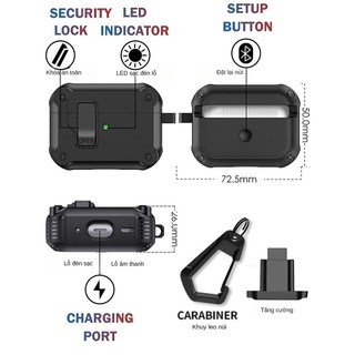 Vỏ tai nghe cơ học siêu bền chống sốc chống trầy, bảo vệ toàn diện cho AirPods 4 2 3 Pro Pro 2 Pro 3