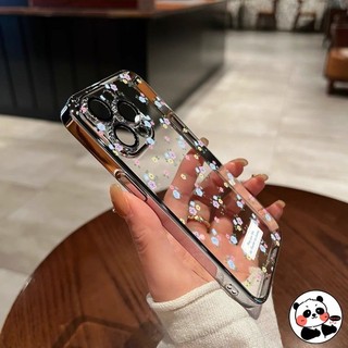Ốp Điện Thoại Mạ Sang Trọng Cho Vivo V50 Lite V40 V30 V29 V27 V25 Pro Lite V27E V25E V23E V21 V21E V20 Pro SE 5G Ốp Lưng Hoạt Hình Dễ Thương Hoa Bóng Chống Sốc Trong Suốt Vỏ Mềm