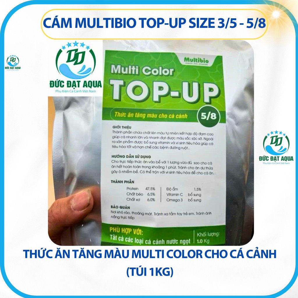Cám Multi Color TOP-UP size 3/5 - 5/8- Thức Ăn Tăng Màu Multi Color Cho Cá Cảnh (Túi 1kg) chính hãng 6