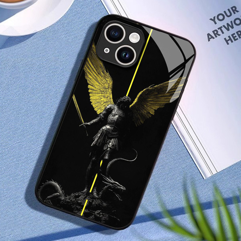 Ốp Điện Thoại Thủy Tinh St Michael The Archangel 02 Cho IPhone 16 15 14 13 12 11 Pro XR XS Max Plus Mini X XR 8 7 6s SE2 / 3