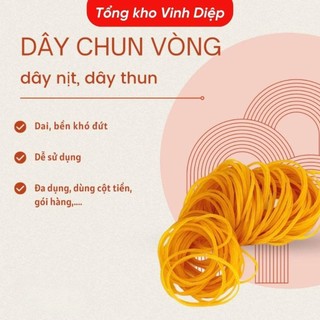 .100g dây chun nịt, vòng chun buộc cao su màu vàng dai đủ kích cỡ