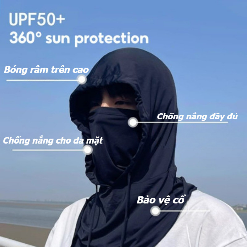 Mũ chống nắng ngoài trời，Mũ Trùm Đầu Kèm Khẩu Trang đa năng,Mũ đầu 3 trong 1，Chặn hơn 98%tia cực tím