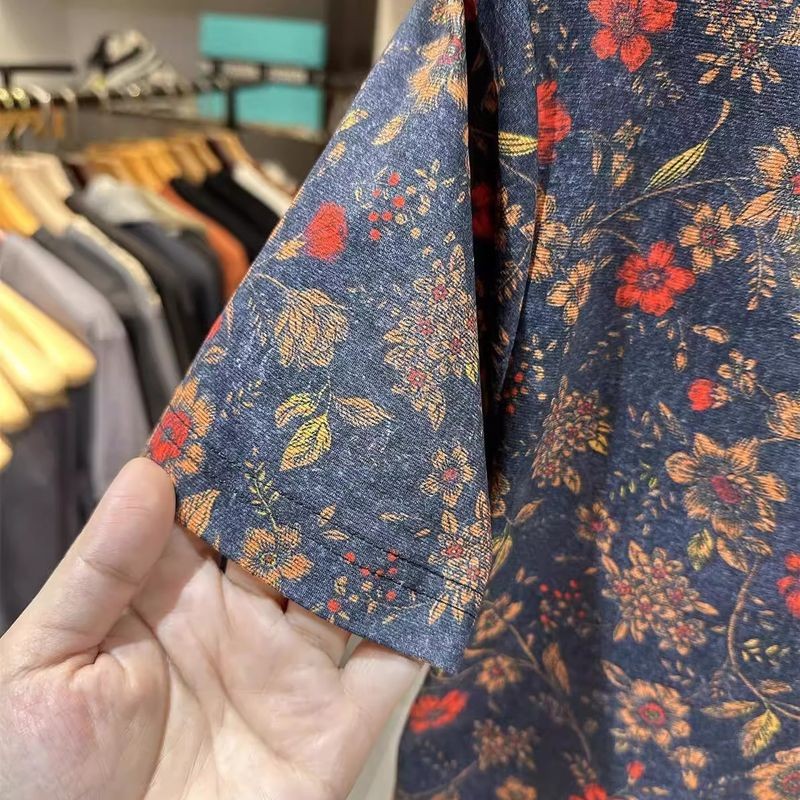 Áo thun nam ngắn tay mùa hè phong cách Hàn Quốc cổ điển in hình cá tính thời trang hợp thời trang Slim cổ tròn