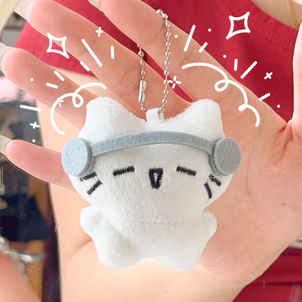 1/2 miếng Mini Khóc Cat Plush Doll Mặt dây chuyền - Dễ thương Tai nghe Kitten Couple Key Clasp