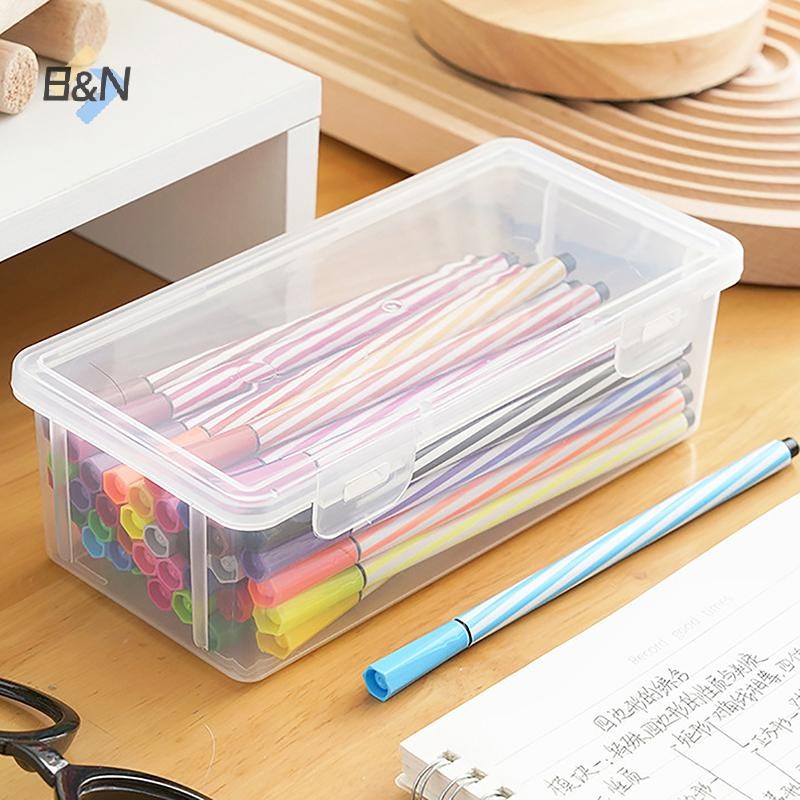 B & N 1 Hộp bút chì nhựa dung tích cực lớn có thể xếp chồng lên nhau Hộp bút chì trong suốt Đồ dùng văn phòng Hộp sắp xếp lưu trữ.