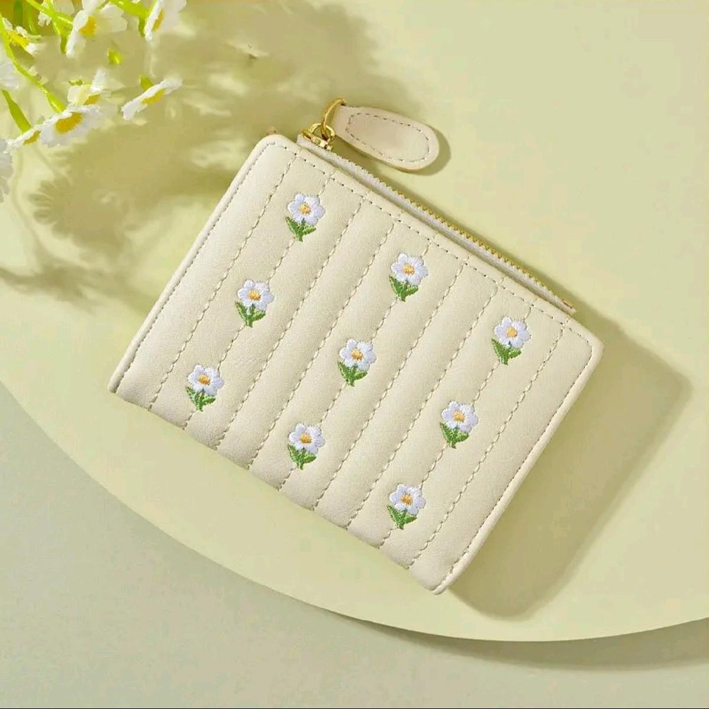 Ví nữ gấp 3 lần thêu dạng gập phong cách hàn quốc nhỏ xinh xắn cho nữ ( C 01 )
