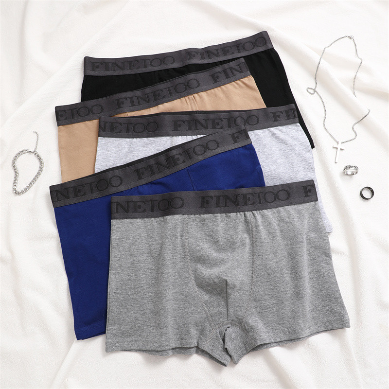 Ảnh Finetoo Cotton Boxer Quần Lót Nam Thoáng Khí Thoải Mái Ngắn Thấm Hút Kháng Khuẩn Quần Lót S-XXL 1