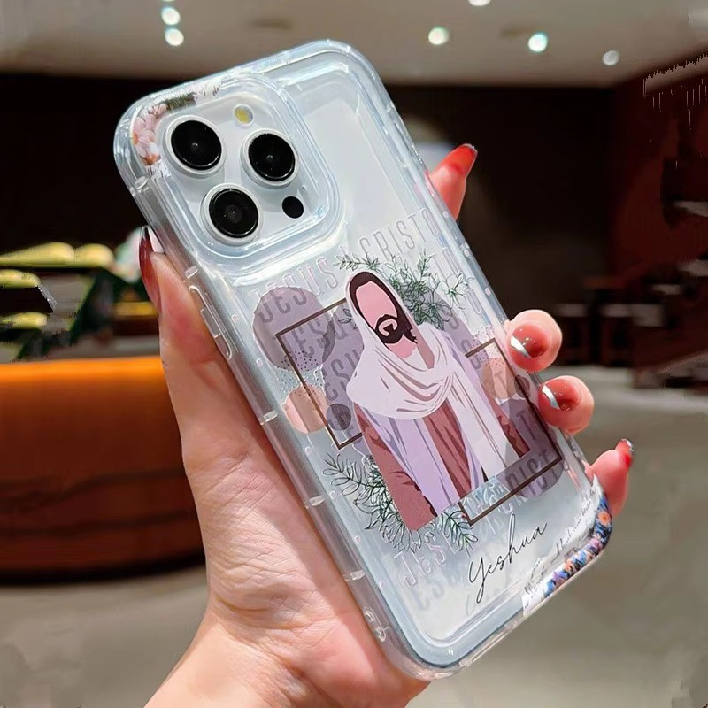 Ốp Lưng Cho iPhone 11 16 15 Pro Max 14 11 12 13 15 Pro XR XS Max X 7 8 Plus SE2022 12 13 Mini Jesus & Virgin Mary Họa Tiết Chống Rơi TPU Trong Suốt Mềm