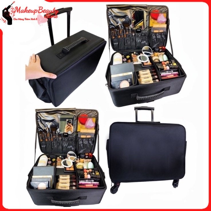 [Chính Hãng] Cốp Đựng Đồ Makeup Cao Cấp MS 604 - Size Lớn 48cm, Đa Ngăn, Tay Cầm Bền
