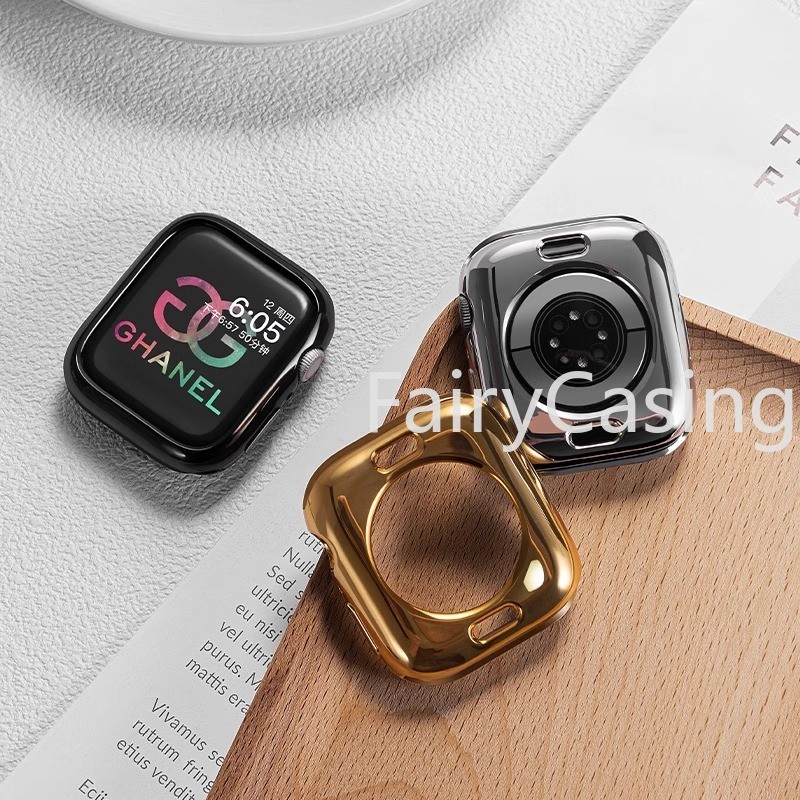 Vỏ Mạ Điện Cho Apple Watch Series 10 46mm 42mm 49mm 45mm 41mm 44mm 40mm 38mm Phụ Kiện PC Ốp Lưng Khung Vỏ Cho iWatch 9 8 7 6 5 4 3 Bảo Vệ